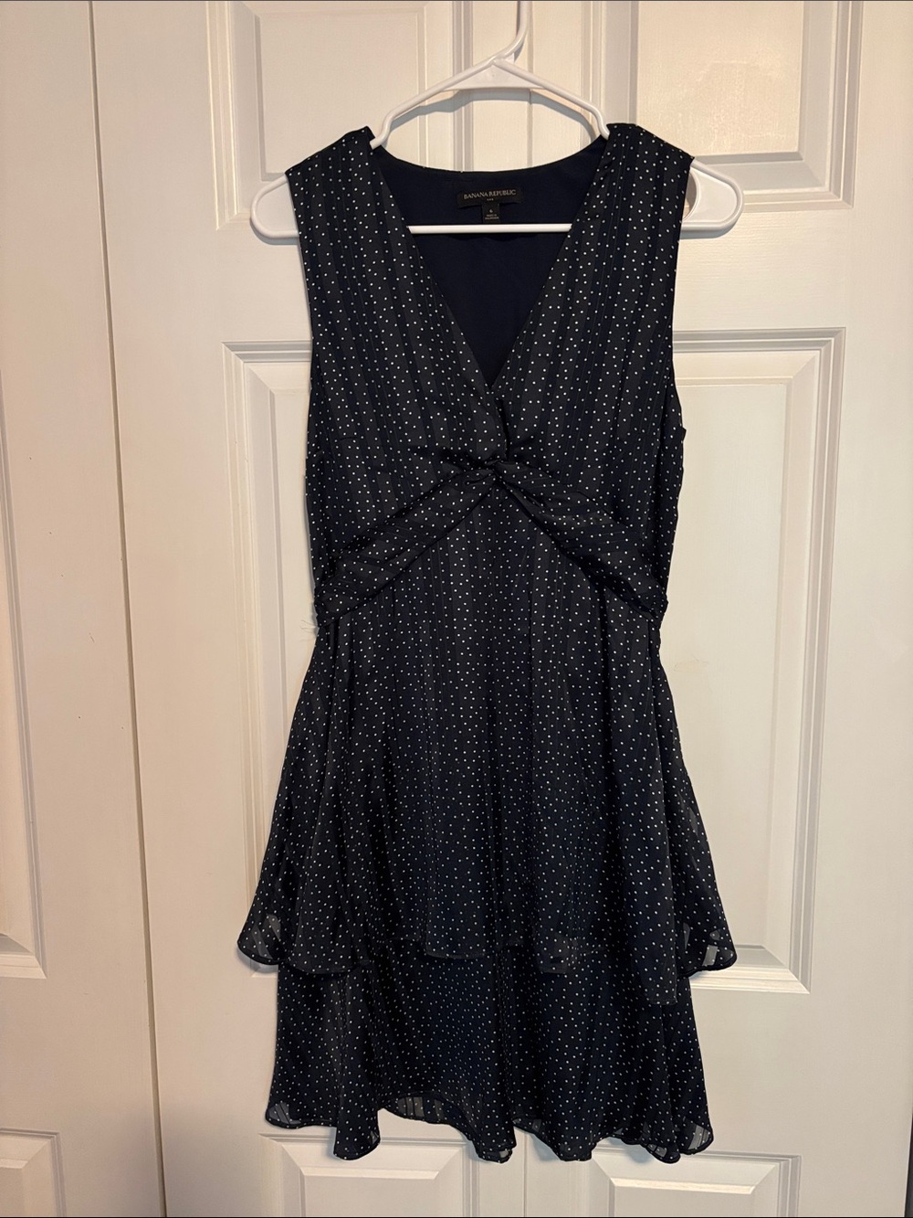 Banana Republic Navy Dress with White Dot Print